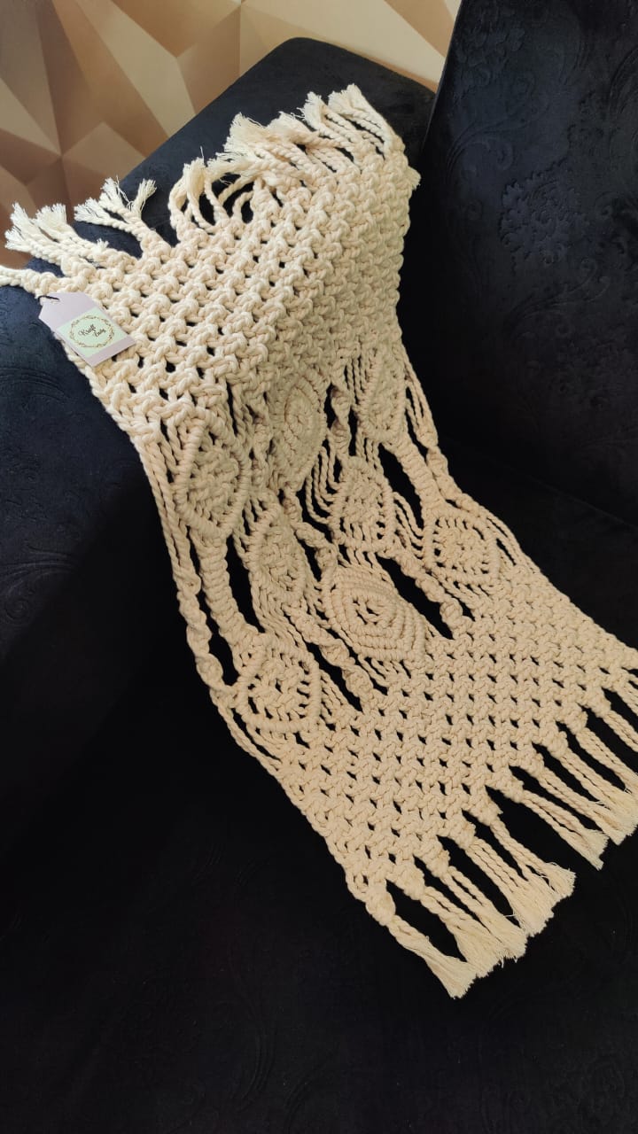 Boho Macramé Table Runner & Throw