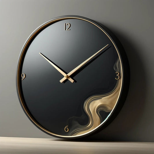 Black & Gold Luxe Resin Wall Clock
