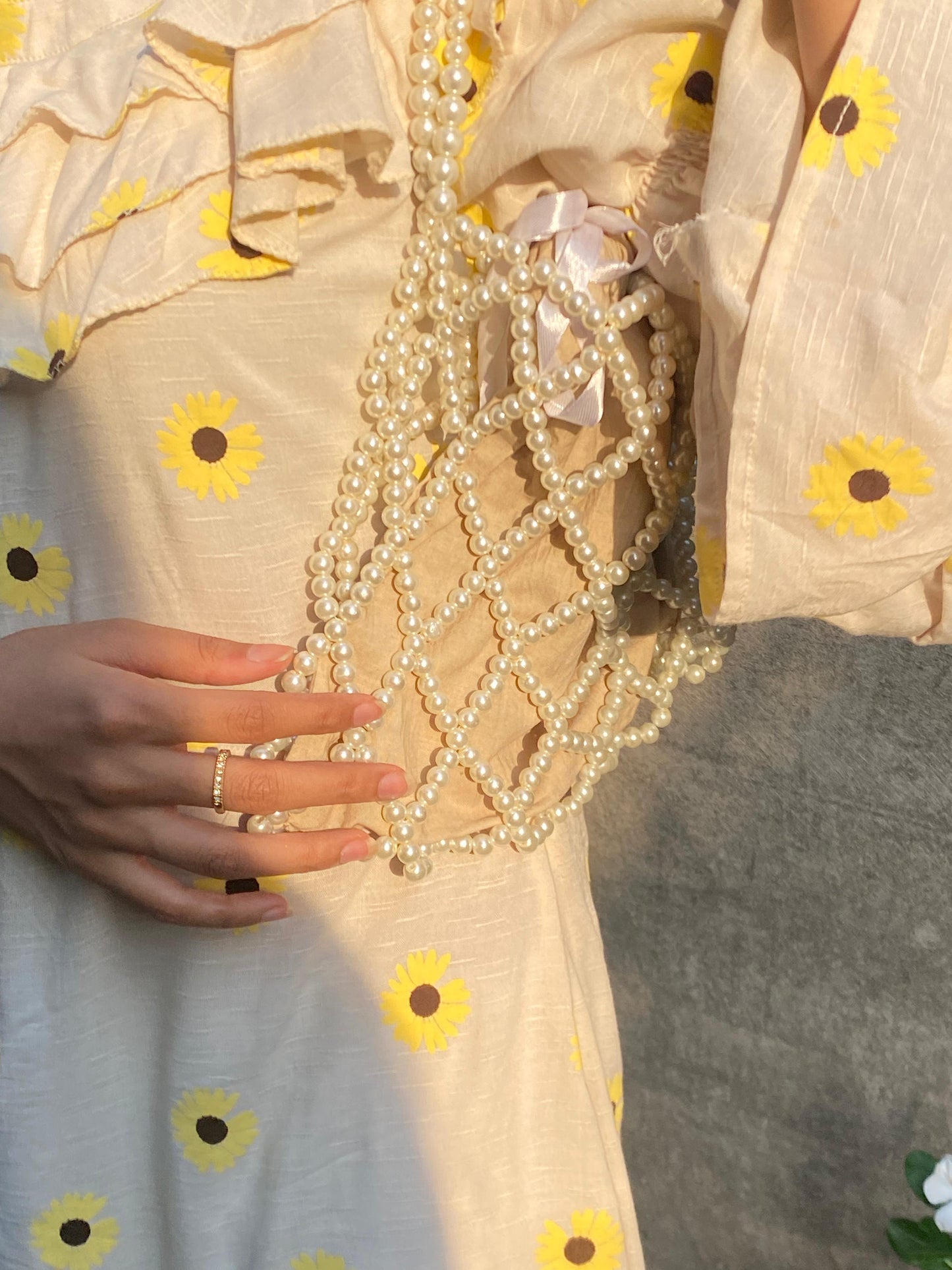 Criss-Cross Pearl Handbag