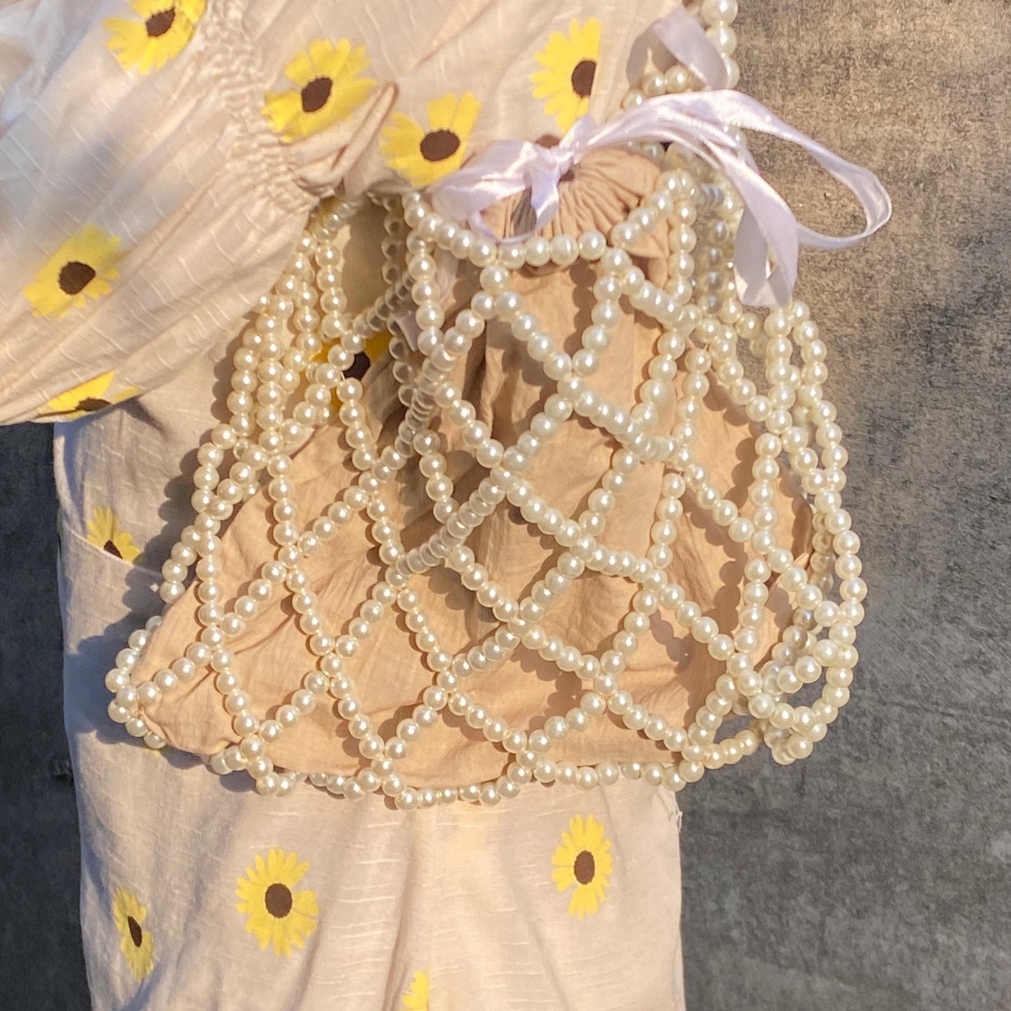 Criss-Cross Pearl Handbag