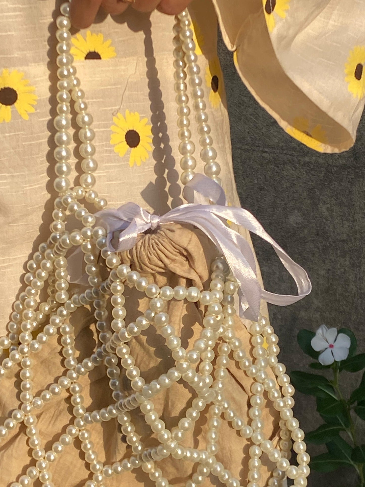 Criss-Cross Pearl Handbag