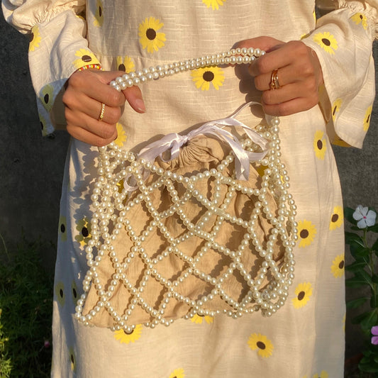 Criss-Cross Pearl Handbag