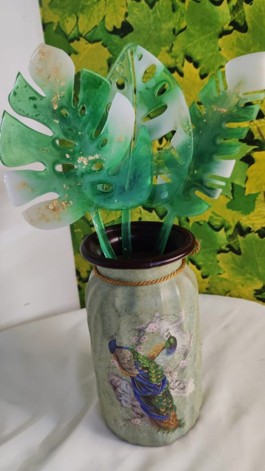 Tropical Monstera Resin Decor